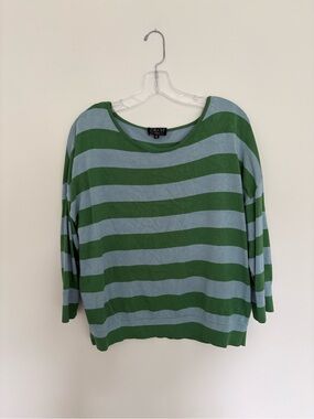 ZILCH Amsterdam Striped Bamboo Knit Top XL Green Blue